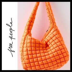 Free People Orange Quilted Shoulder Bag